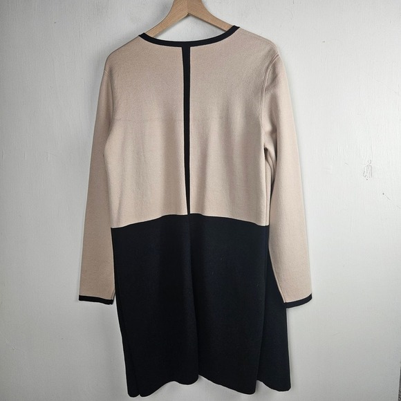 Pure Collection Double Faced Coatigan Cotton Cashmere Cardigan 14/16 Beige Black - Picture 8 of 12